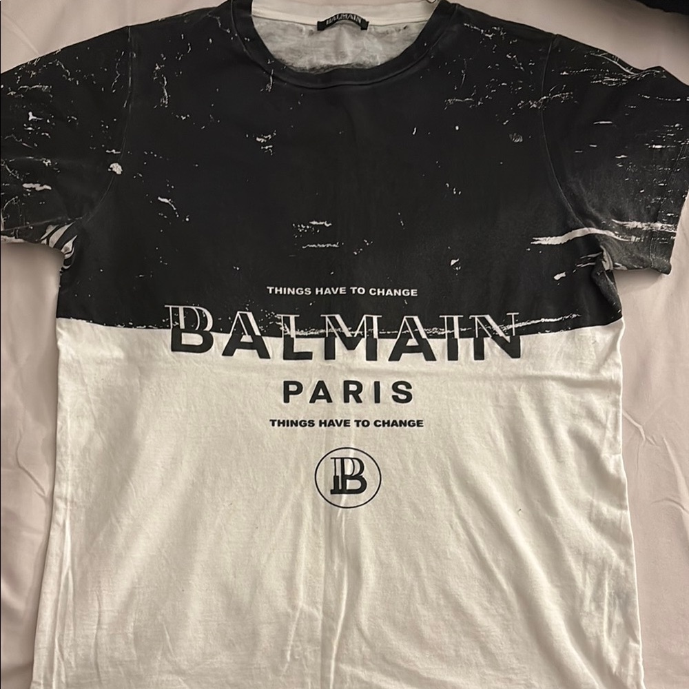 Balmain Black and White Short Sleeve Tees